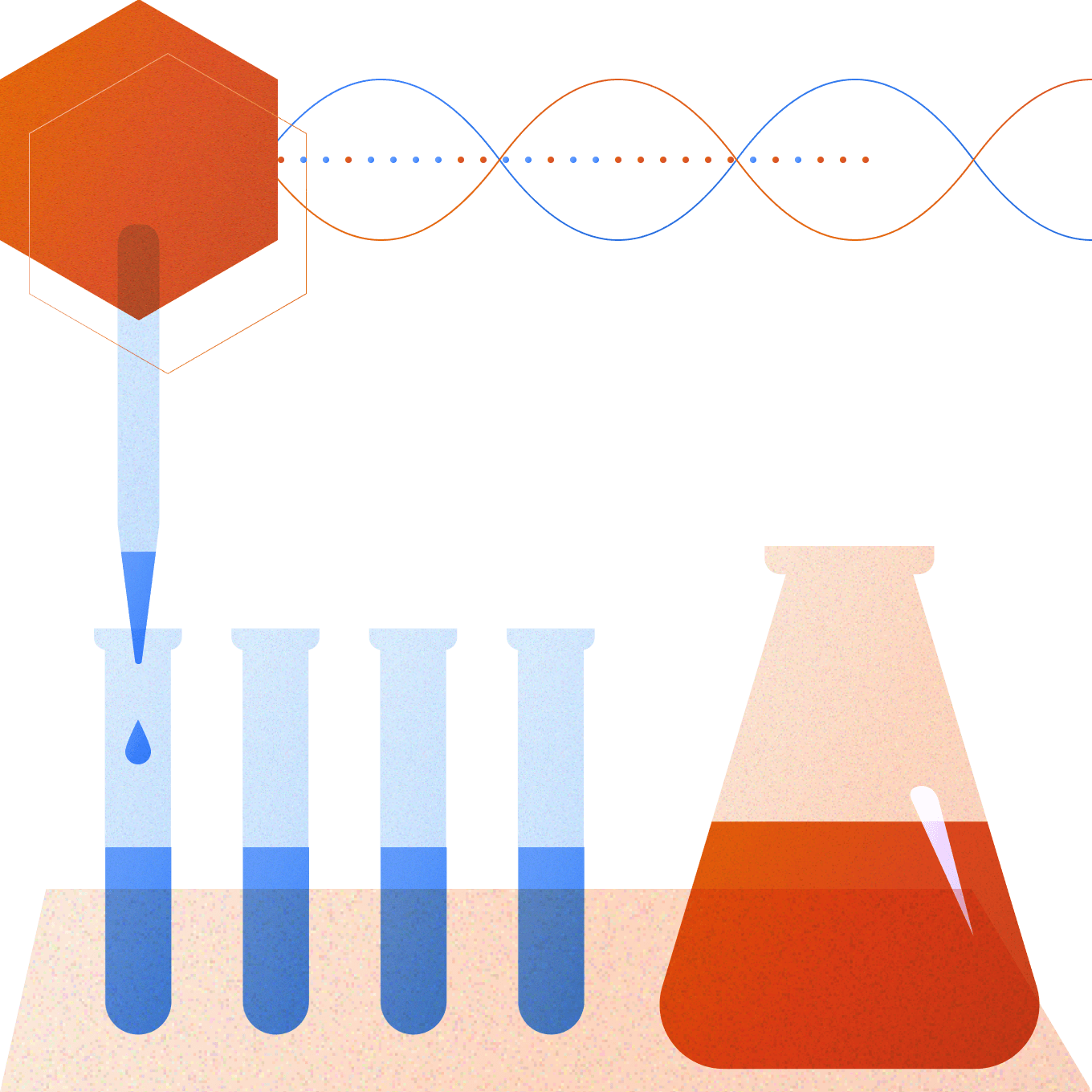 Illustration of beakers in a lab